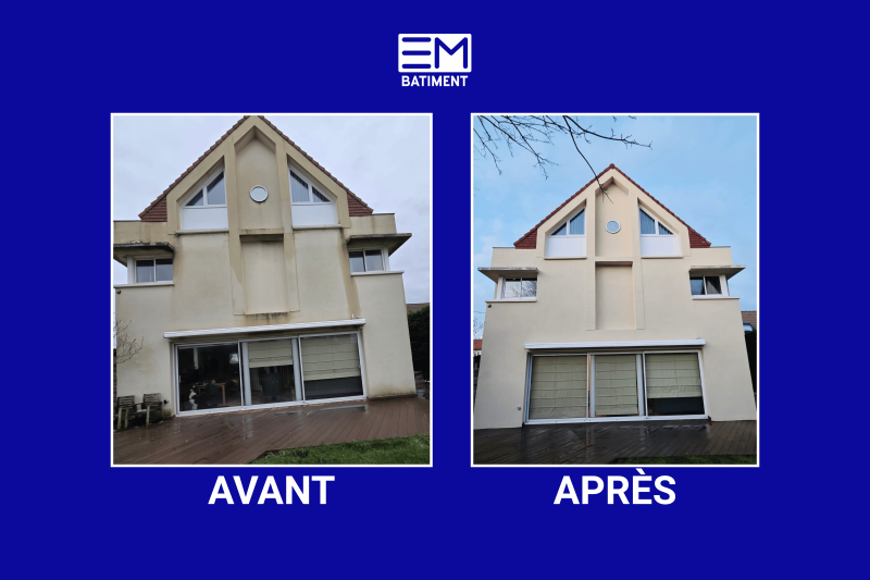 Avant / après ravalement de façade d’une maison à Sainte-Adresse près du Havre en Seine-Maritime