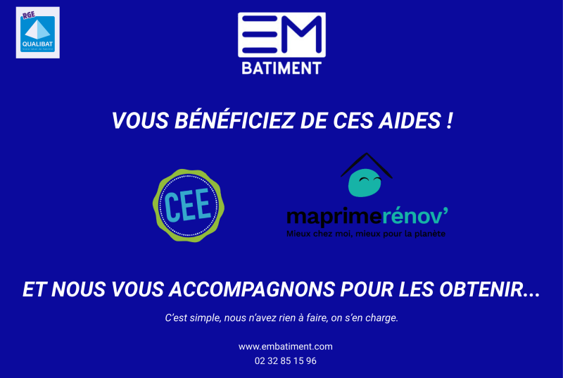 EM BATIMENT aides prime rénov et Cee